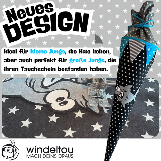 Shark Hai blau neues Design Stoffschultüte