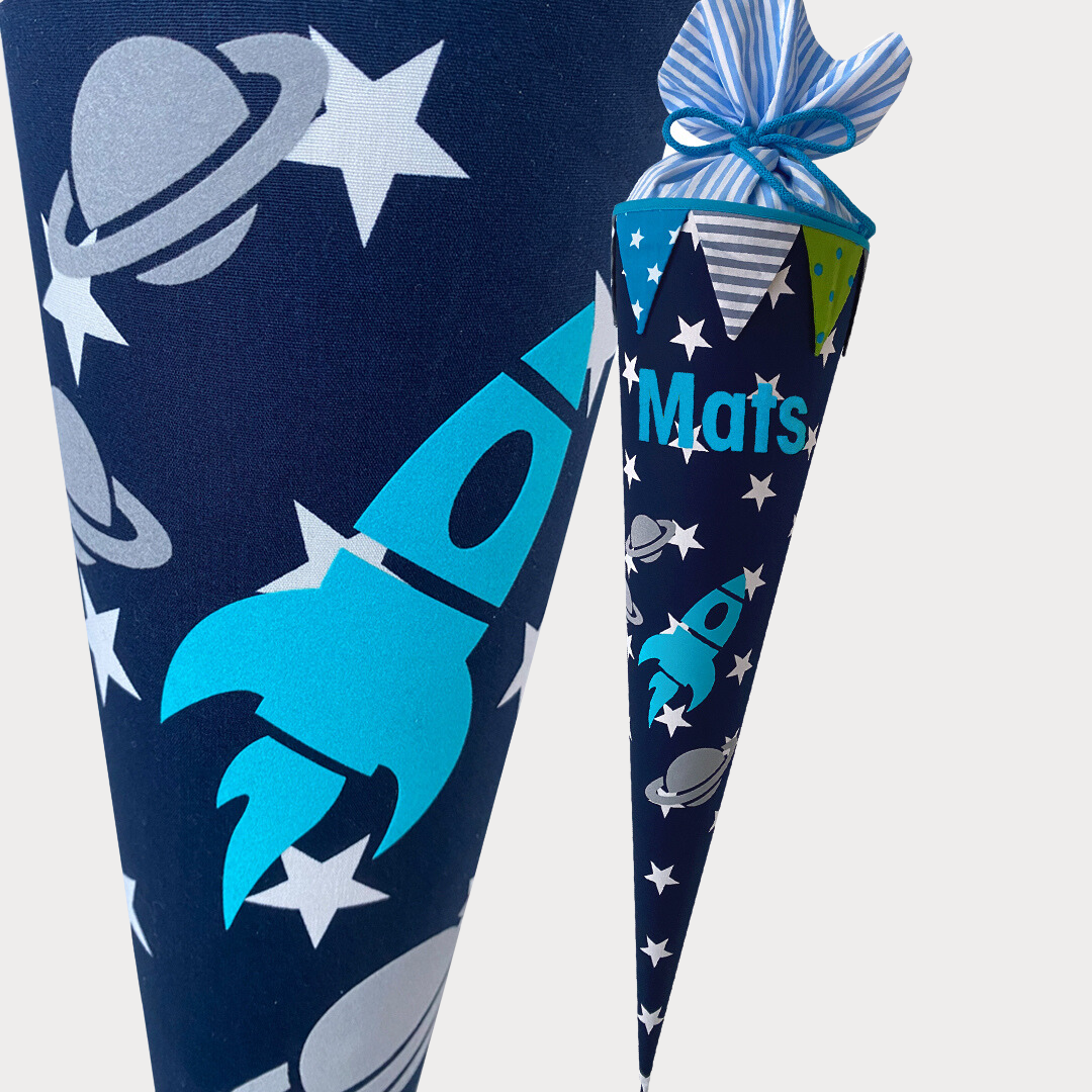 Weltall 70cm dunkelblau Rakete