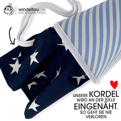 Kordel oder Schnur sicher eingenäht in blau