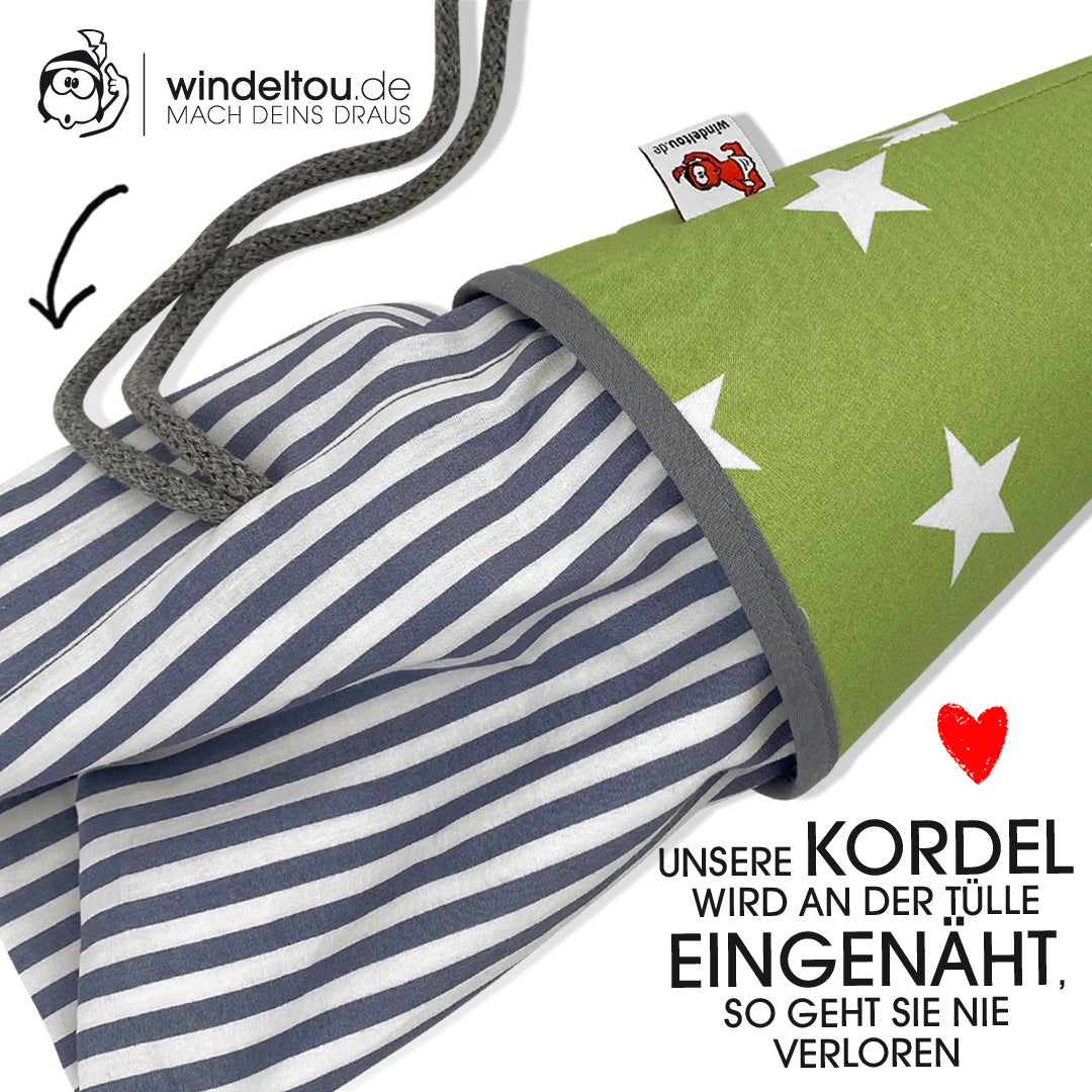 Kordel oder Schnur sicher eingenäht in grün