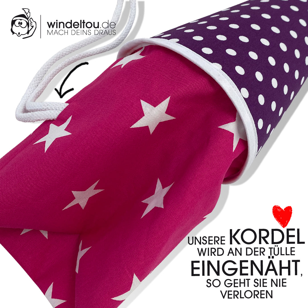 Kordel oder Schnur sicher eingenäht in lila