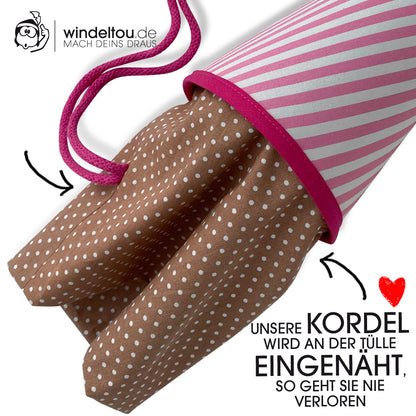 Kordel oder Schnur sicher eingenäht in braun